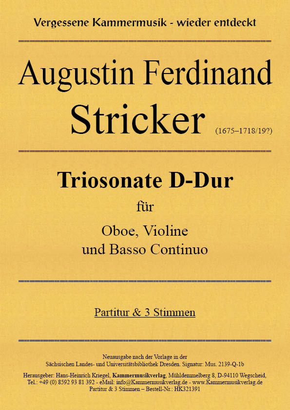 HK321391-Stricker-Sonate-D-Dur__Titelgrafik Stricker, Augustin Ferdinand  – Triosonate D-Dur