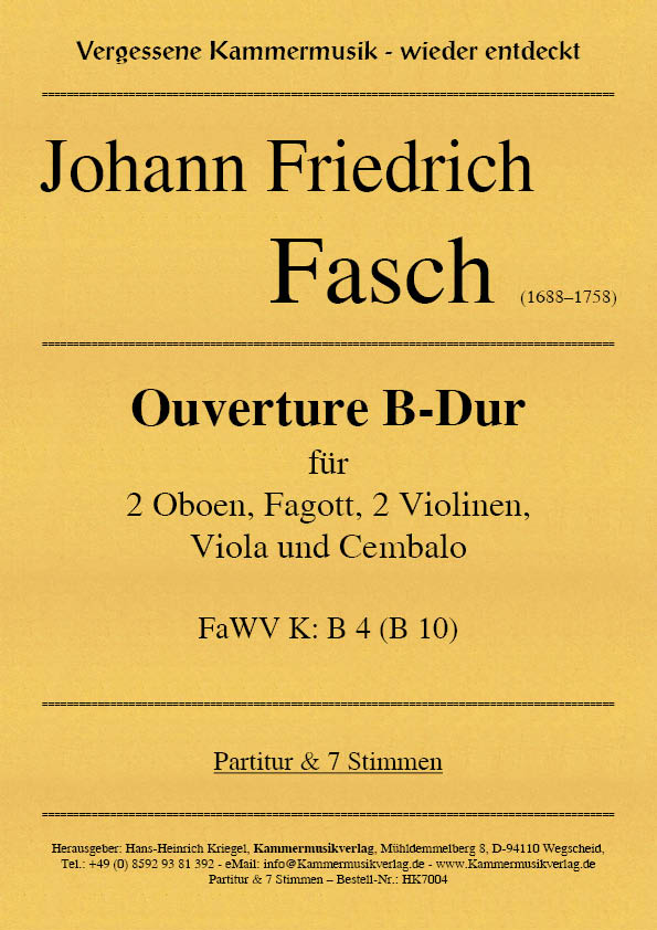 Fasch, Johann Friedrich - Ouverture B-Dur FaWV K: B 4 (B 10)