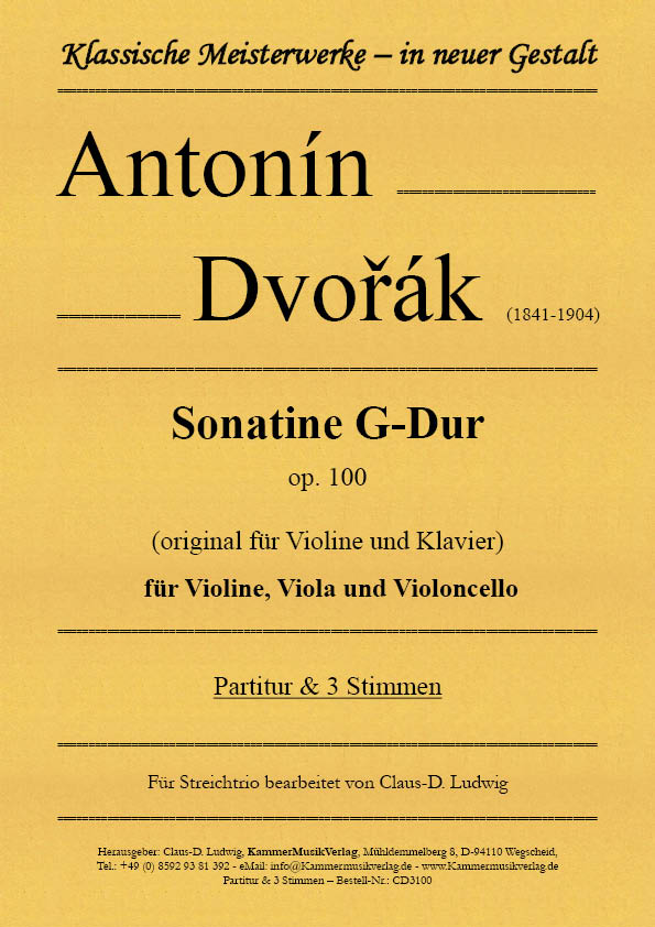 CD3100Dvorak-Sonatine__Titelgrafik Dvořák, Antonín - Sonatine in G Major Op. 100