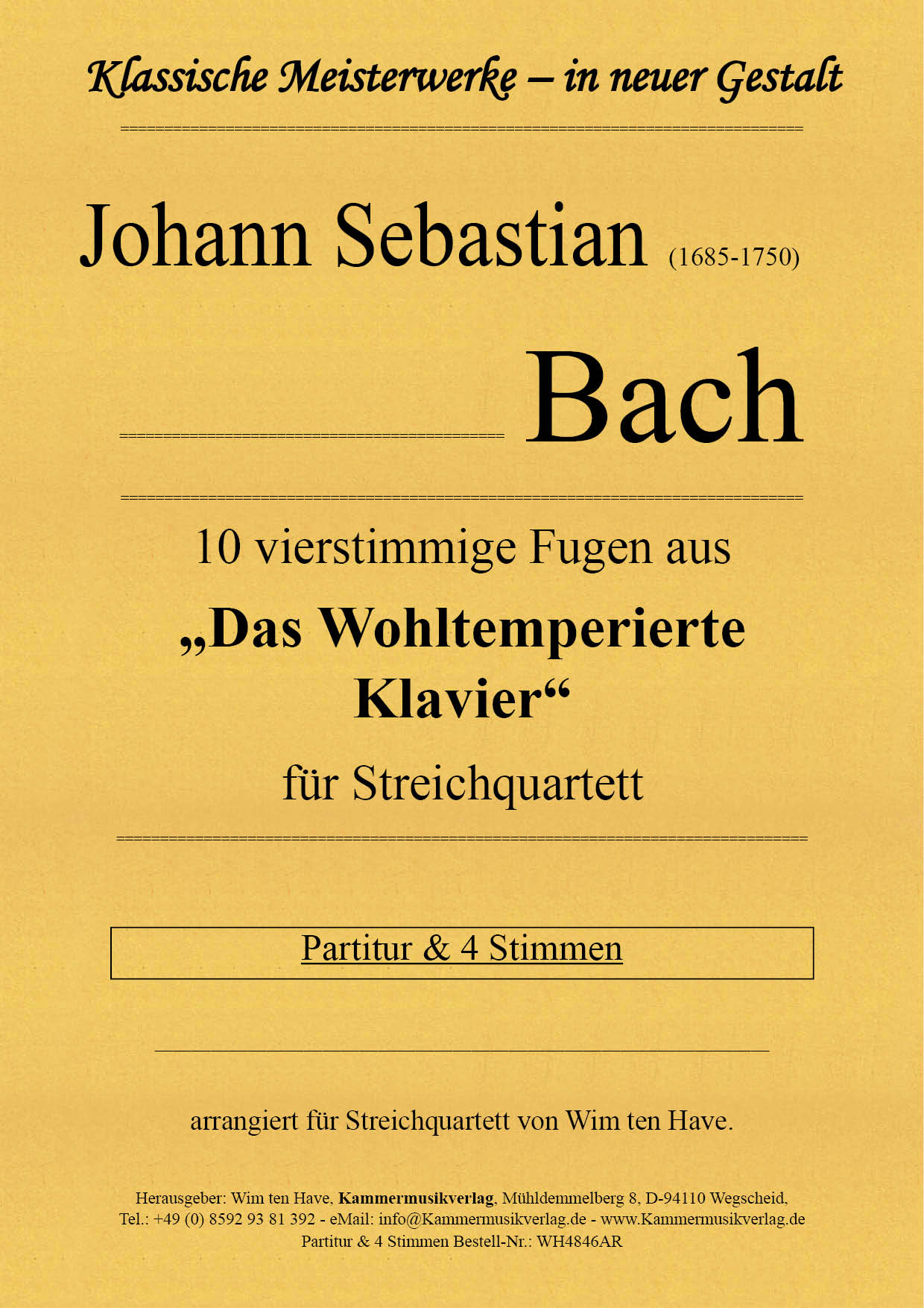 WH4846AR_Bach_Fugen_1__Titelgrafik0R0zgbKsuQ06r Bach, Johann Sebastian – 10 vierstimmige Fugen aus „Das Wohltemperierte Klavier“ für Streichquartett