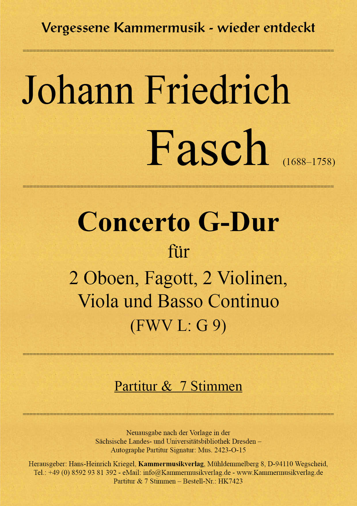 HK7423-Fasch-Oboe_G-Dur_9__Titelgrafik Fasch, Johann Friedrich – Concerto G-Dur (FWV L: G 9)