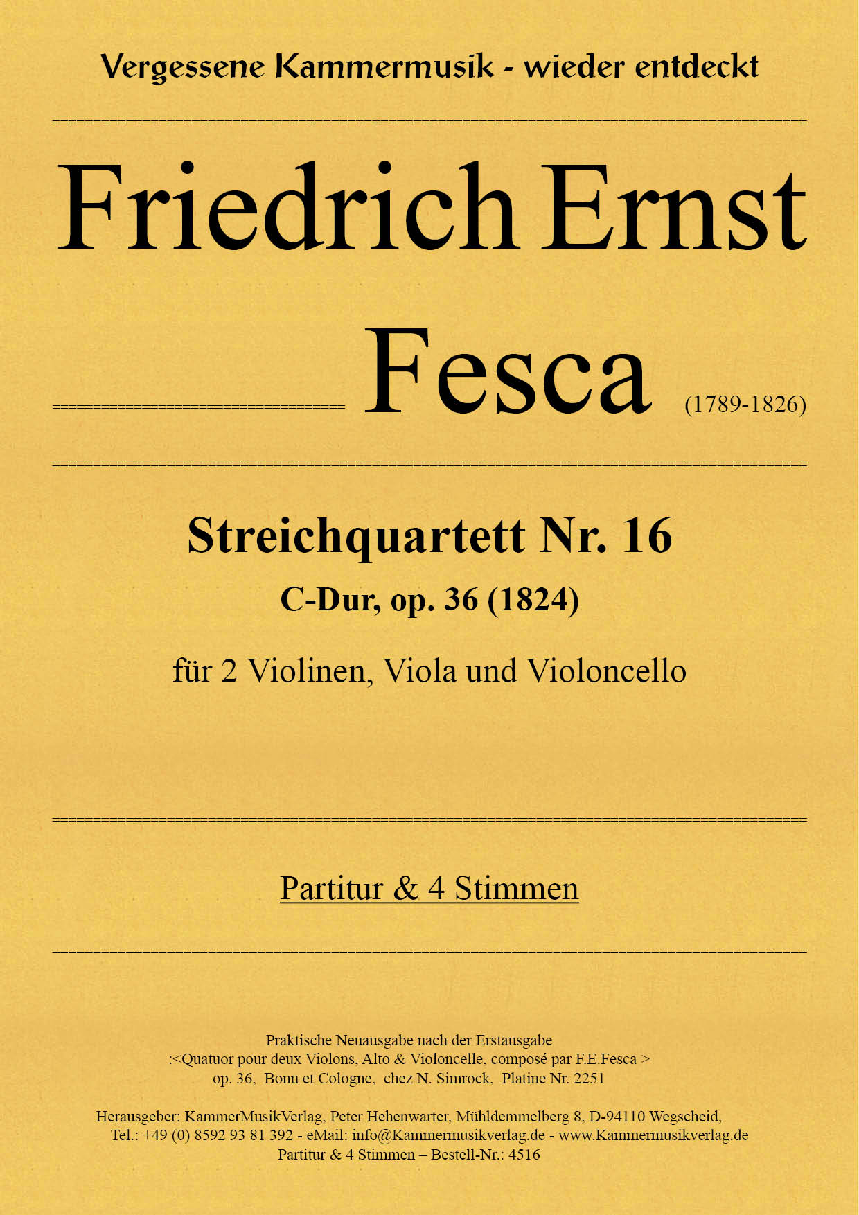 4516_Fesca_op_36__TitelgrafikHQWeqdhJ6yOeH Fesca, Friedrich Ernst - String Quartet No. 16, C major, op.36