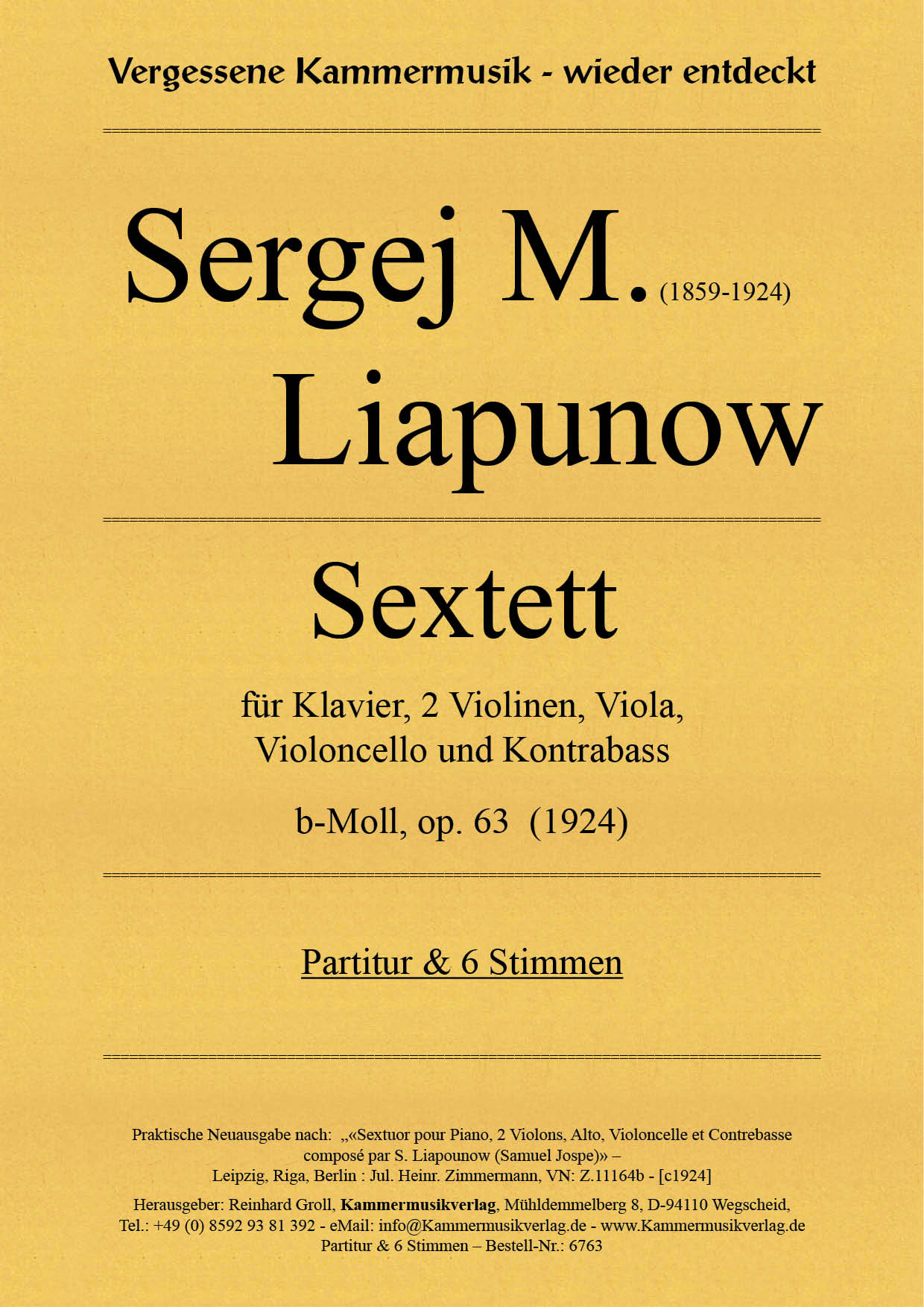 6763-Liapunow_op_63__Titelgrafik Liapunow, Sergej Michalowitsch – Klaviersextett, b-Moll, op. 63
