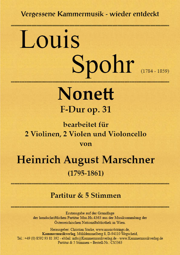CS5363-Spohr-Marschner-Quintett__Titelgrafik Spohr, Louis - Nonet in F major op. 31