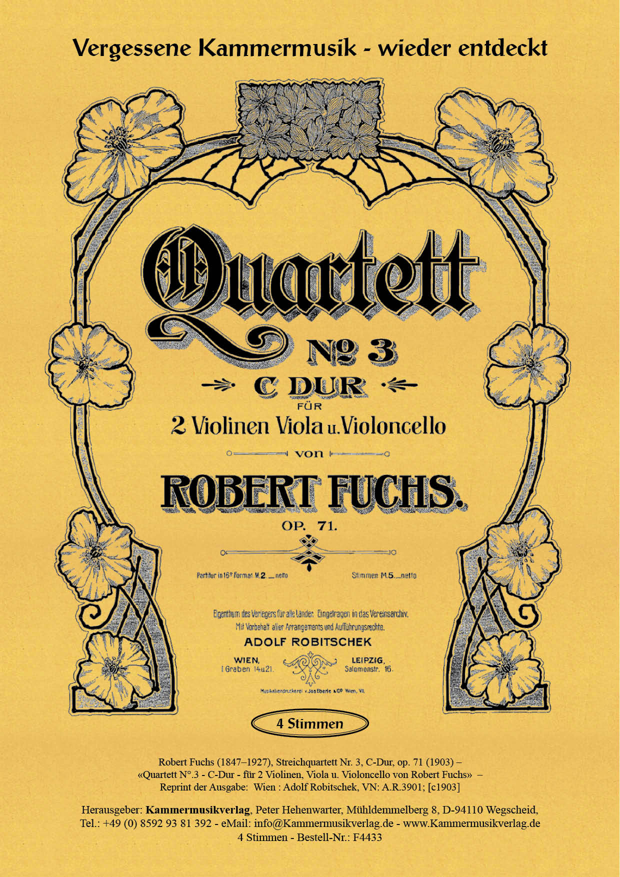 Fuchs, Robert – Streichquartett Nr. 3, C-Dur, op. 71