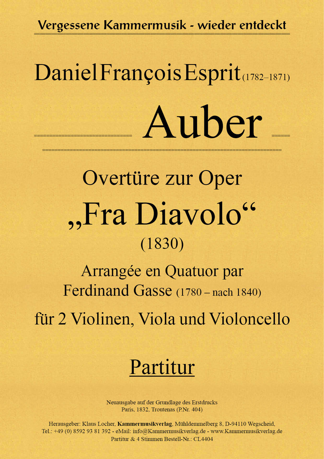 CL4404-Auber__Titelgrafik Auber, Daniel Francois Esprit – Overtüre zur Oper „Fra Diavolo“