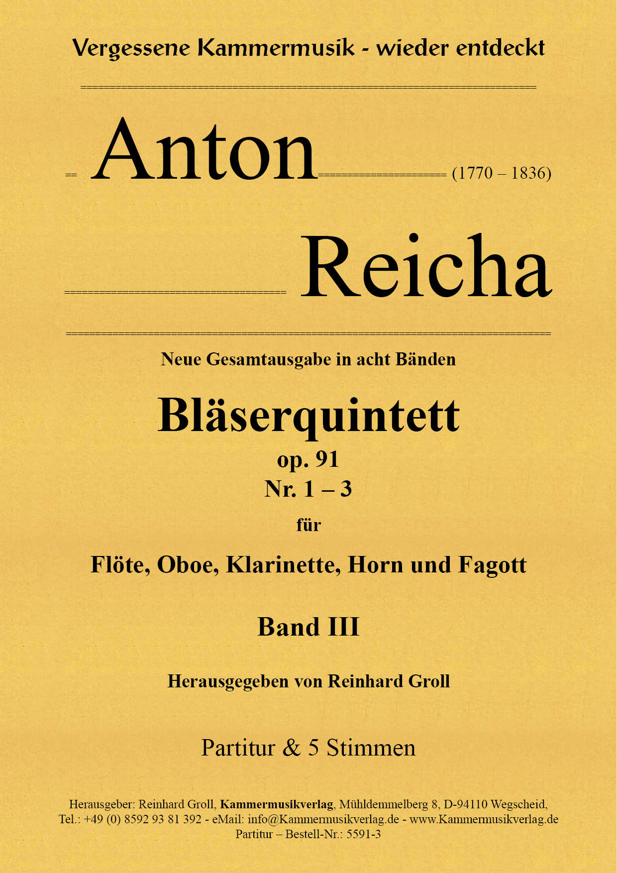 5591-3-Reicha_op_91_1bis3_Titelgrafik5964f1356ae85 Reicha, Anton –  3 Bläserquintette Nr. 7-9, op. 91, Nr. 1-3
