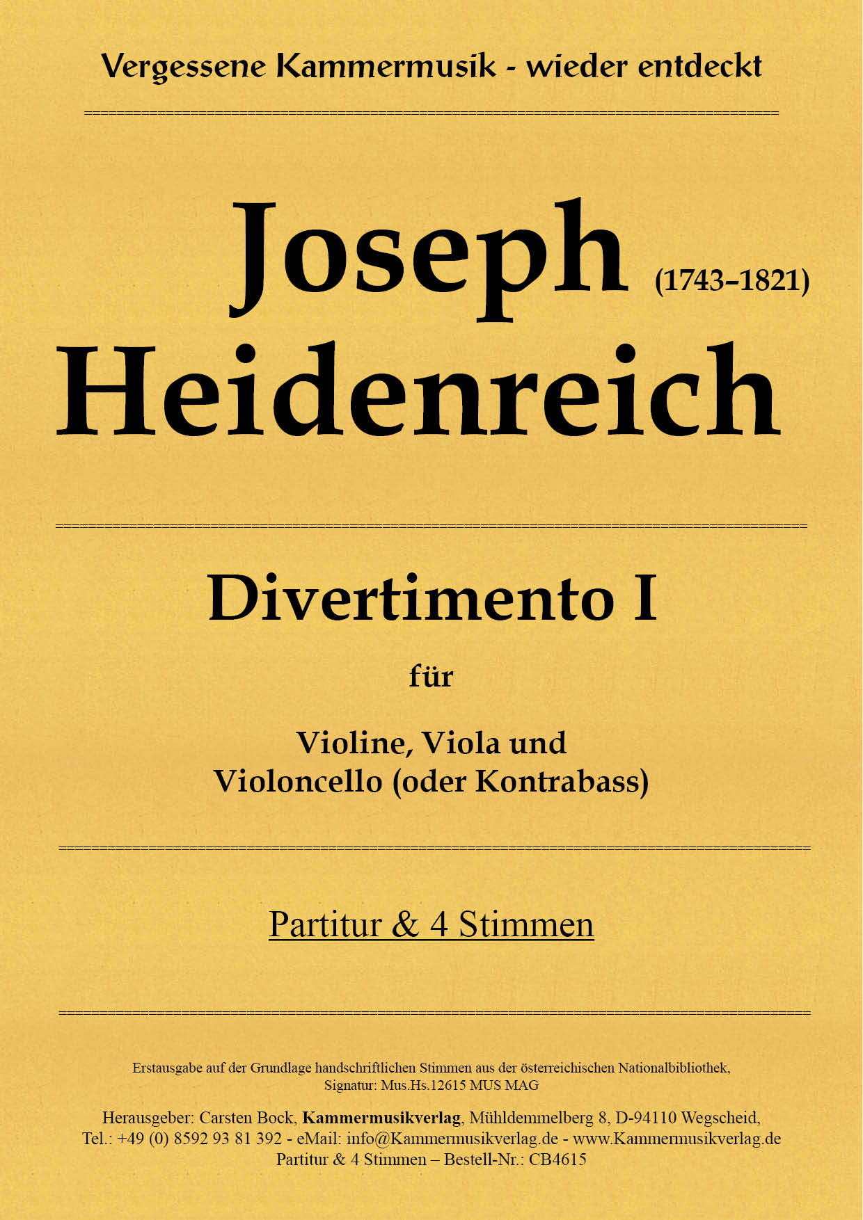 CB4615-Heidenreich__Titelgrafik Joseph Heidenreich – Divertimento I