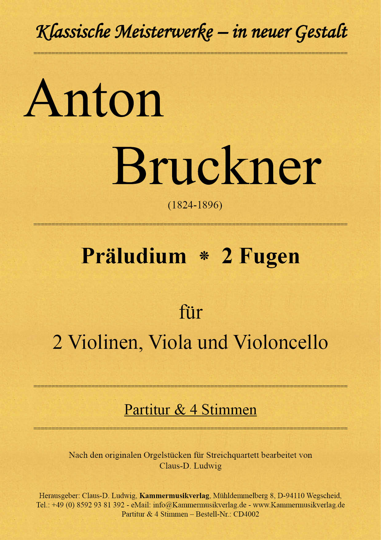 CD4002-Bruckner_Orgel__Titelgrafik Bruckner, Anton  – Präludium ⁕ 2 Fugen