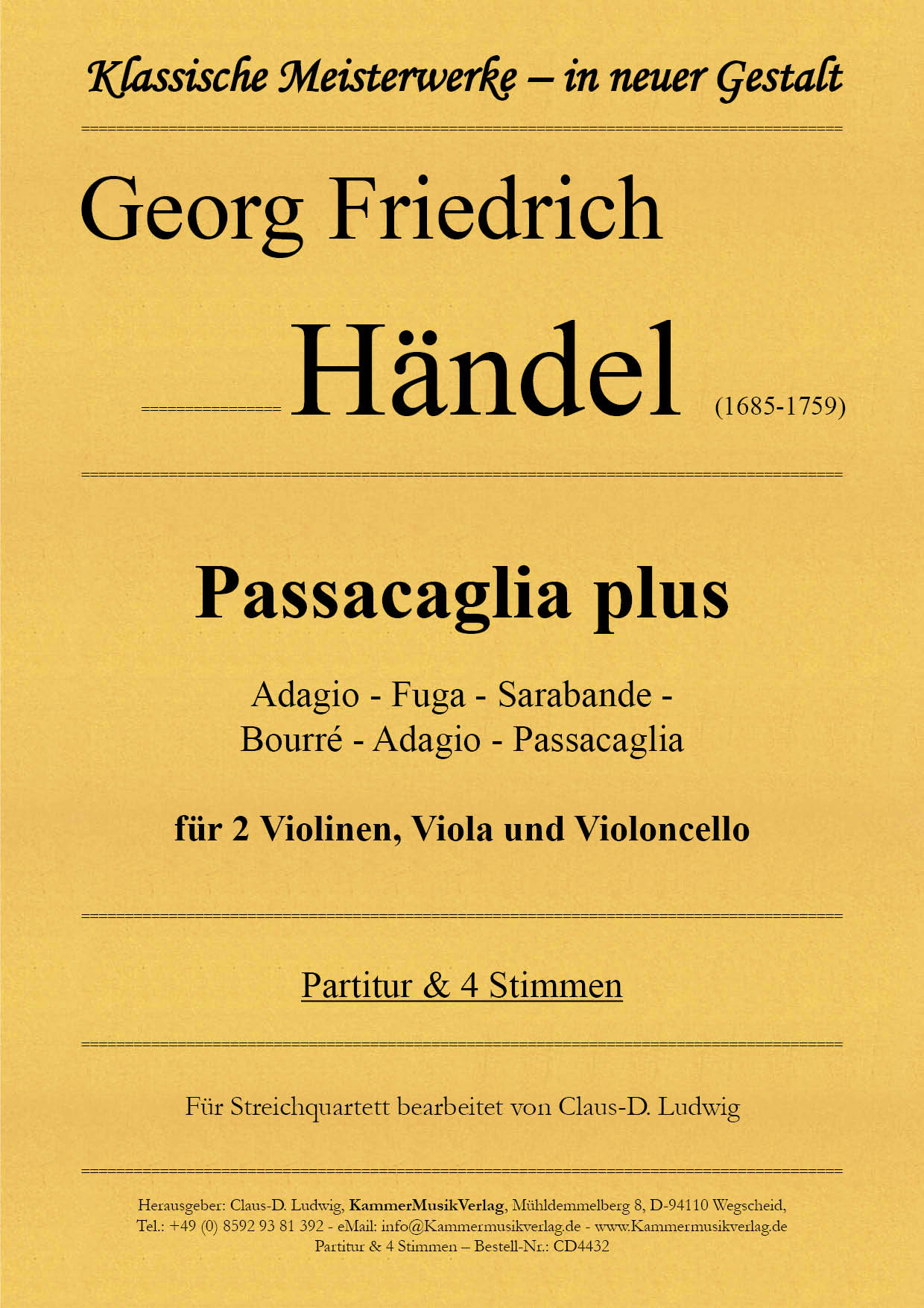 CD4432-Haendel-Pass__Titelgrafik Händel, Georg Friedrich – Passacaglia plus für Streichquartett