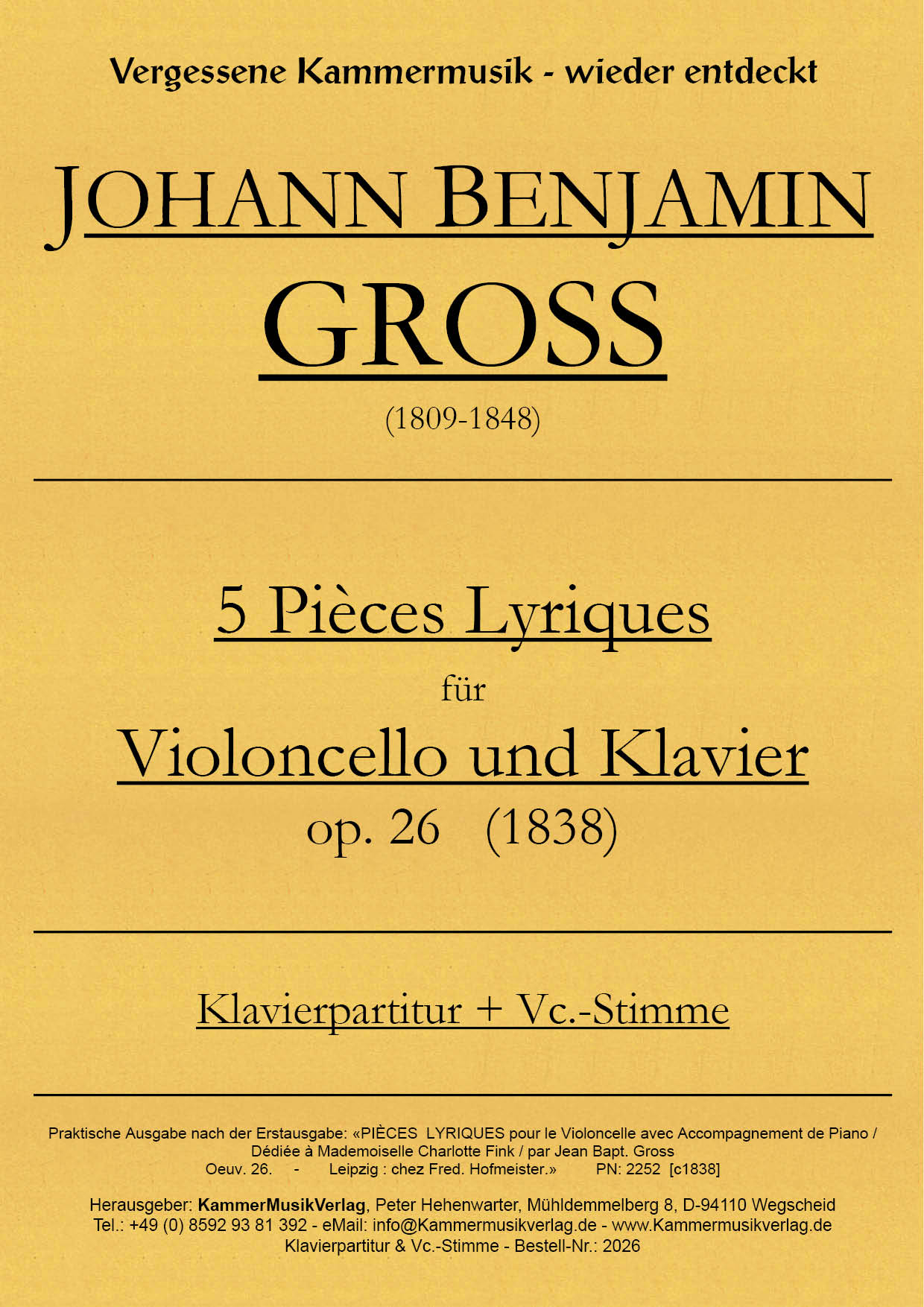 2026-Gross_op_26__Titelgrafik Groß, Johann Benjamin – 5 Vortragsstücke für Violoncello & Klavier, op 26