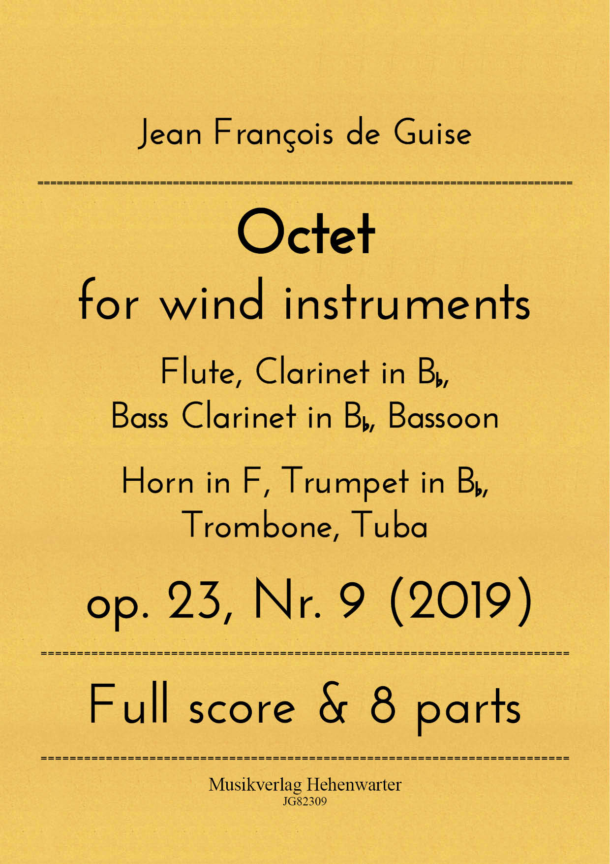 JG82309-Octet-for-wind__Titelgrafik Guise, Jean François de – Octet for Strings op. 23, No. 3