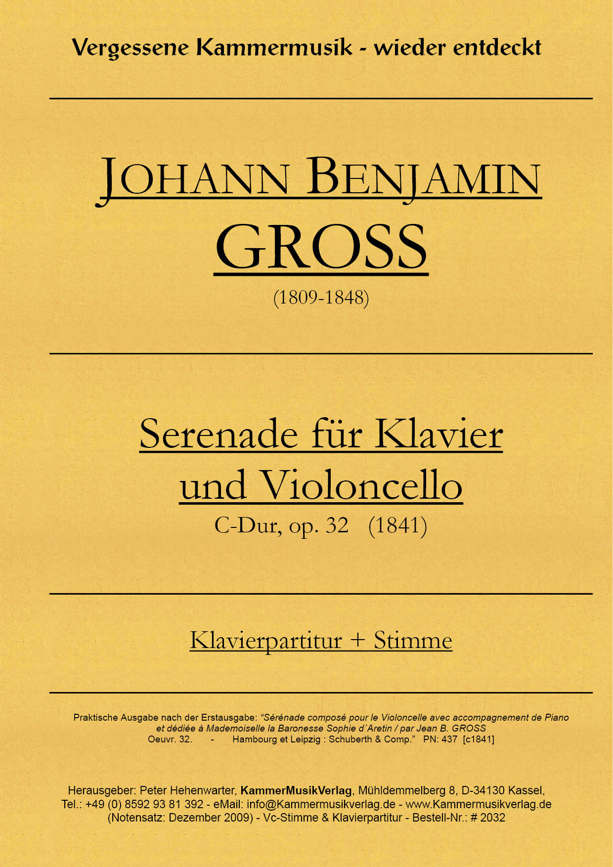 2032_Gross_TitelgrafikxGymJyOLZpOc7 Groß, Johann Benjamin – Serenade für Violoncello & Klavier, C-Dur, op 32