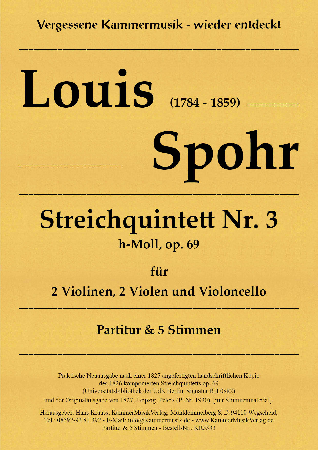 KR5333-Spohr-69__Titelgrafik Spohr, Louis - String Quintet No. 3
