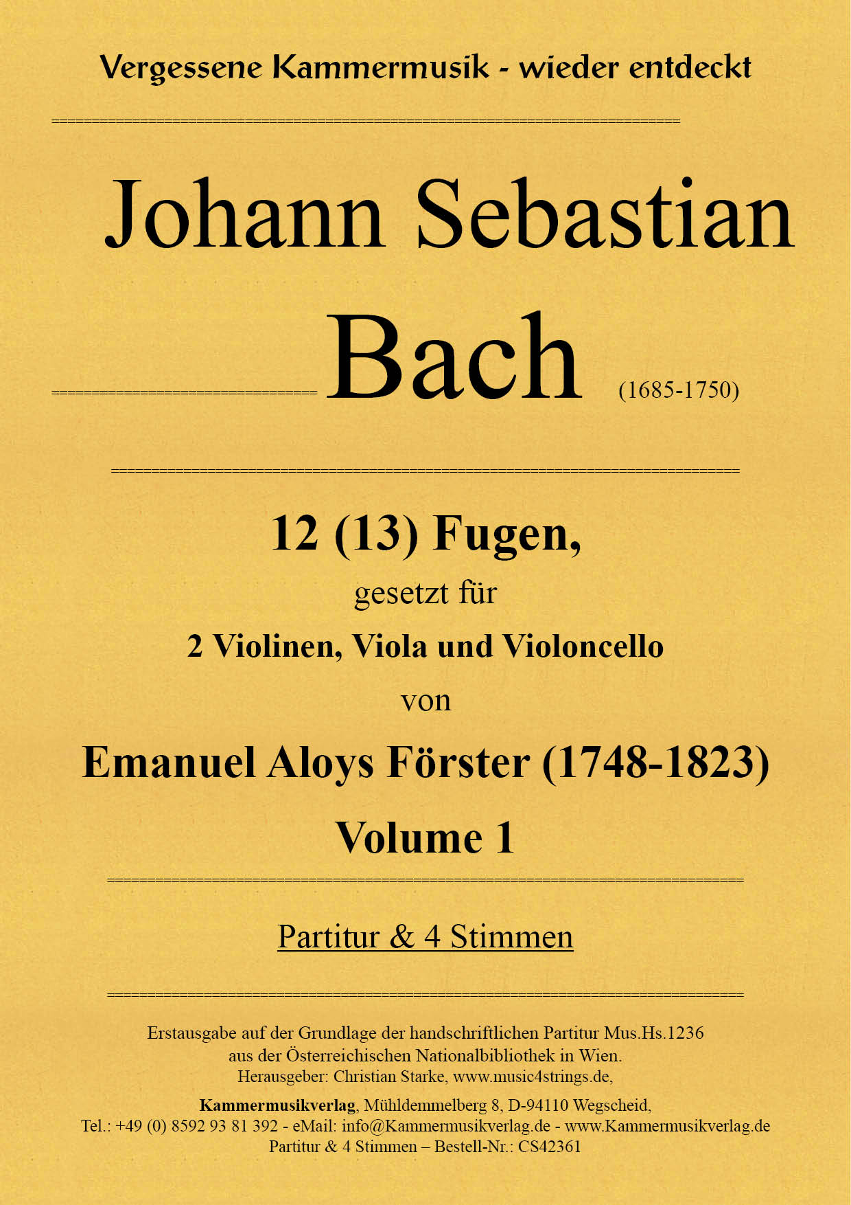 CS42361-Bach-Fugen-V1__Titelgrafik Bach, Johann Sebastian – 12 (13) Fugen Volume 1