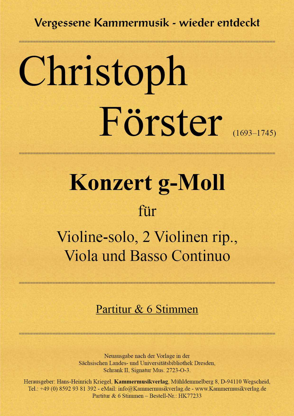 HK77233-Forster-g-Moll__Titelgrafik Förster, Christoph - Concerto in G minor