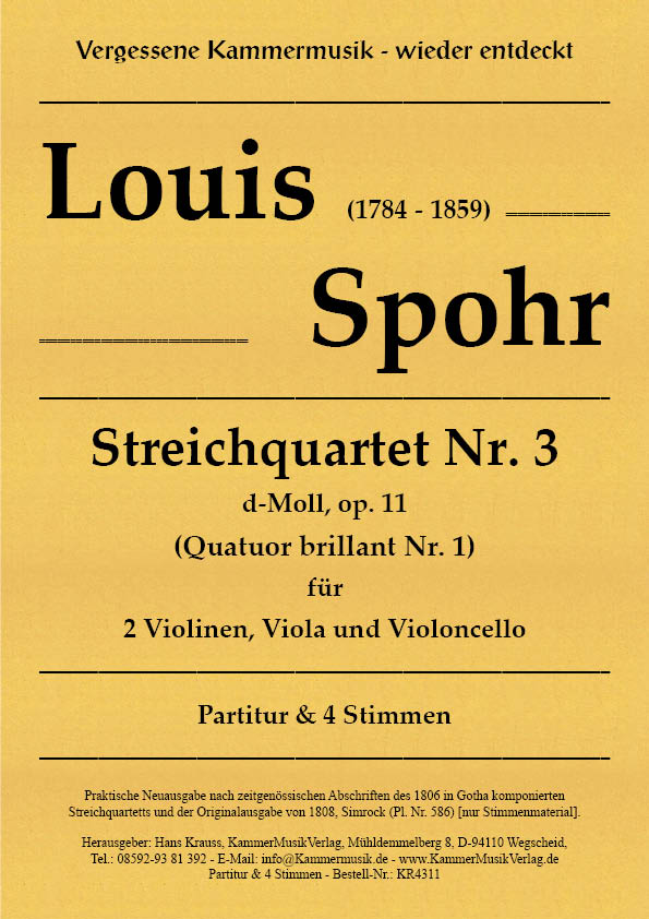 Spohr, Louis - String Quartet No. 3 Spohr, Louis - String Quartet No. 3