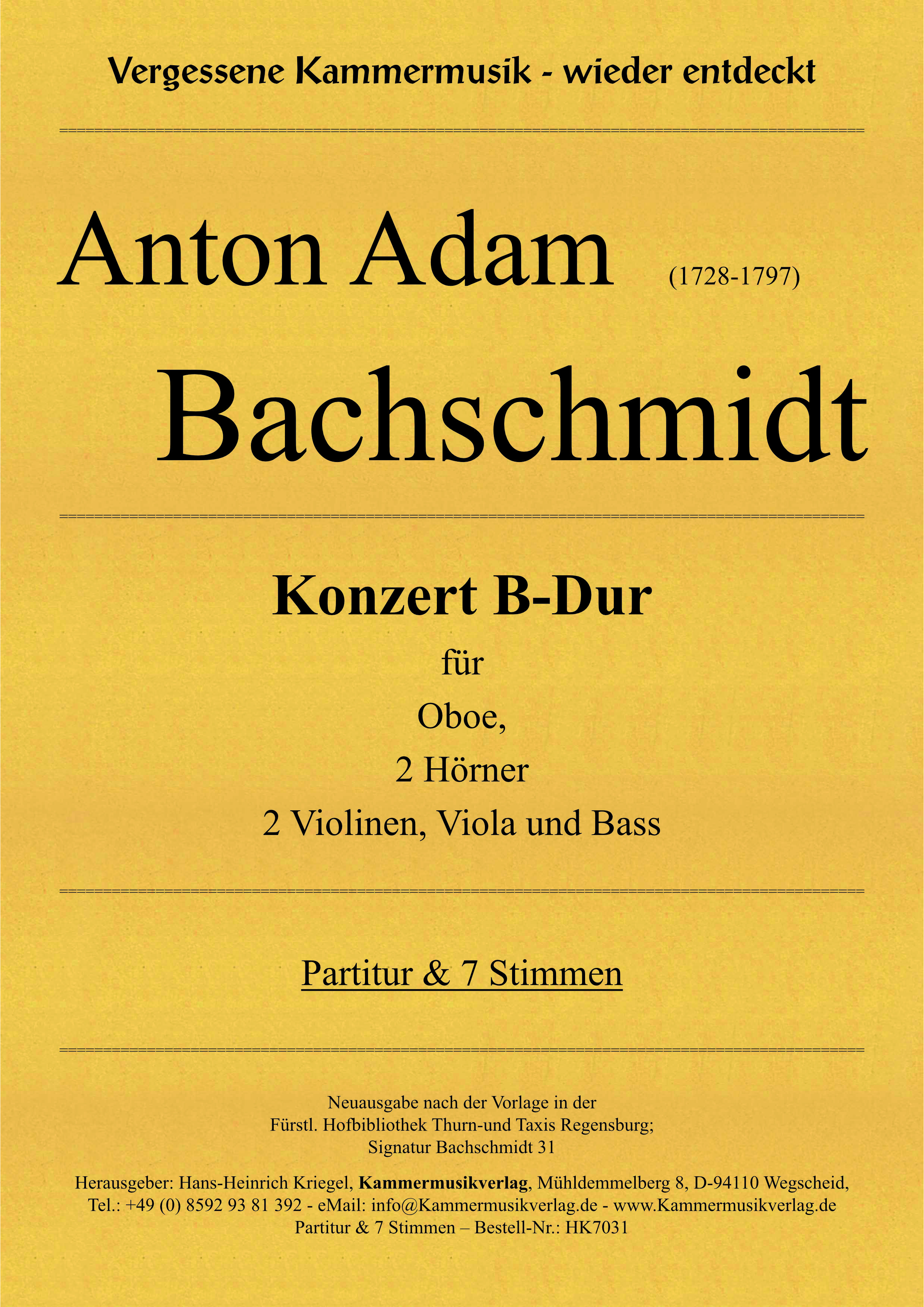 Bachschmidt, Anton Adam – Konzert B-Dur