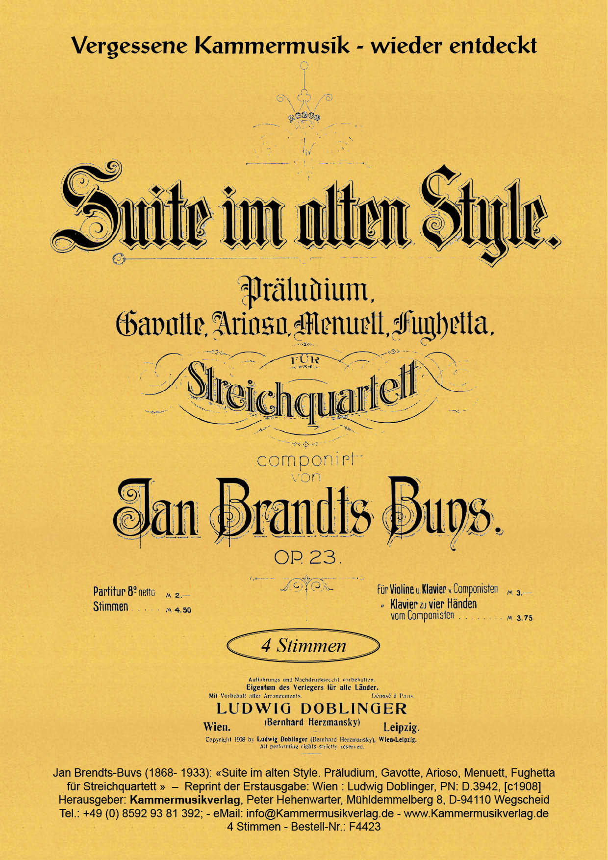 F4423-Brands-Buys_Titelgrafik589595e936802 Brandts-Buys, Jan - Suite for strings, D minor, op.23