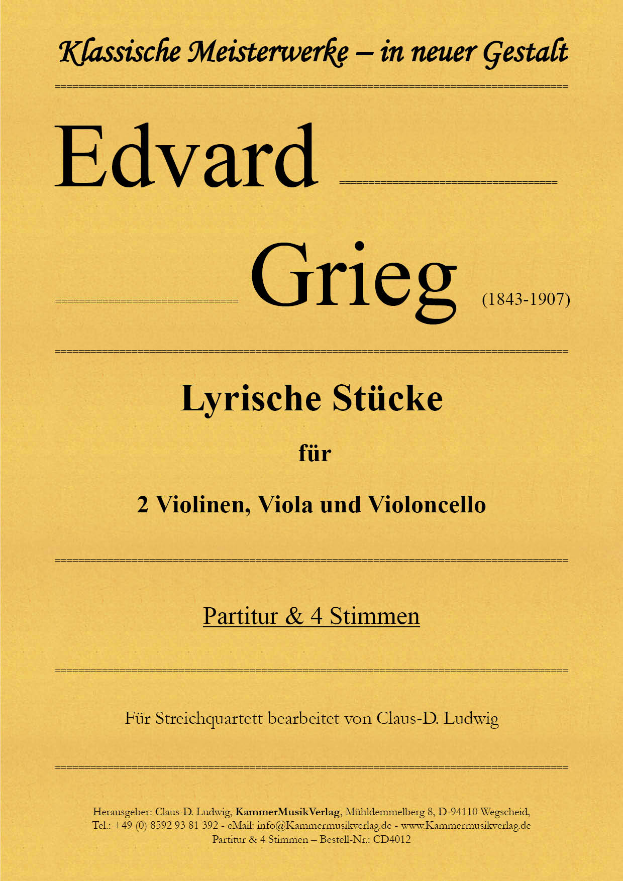 CD4012-Grieg-Quartett__TitelgrafikvMqnf0zIiR3Az Grieg, Edvard – Lyrische Stücke für Streichquartett