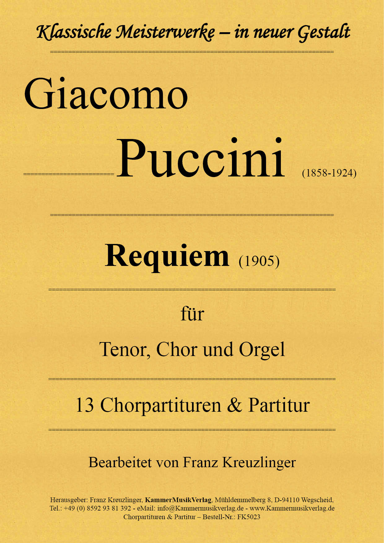 FK7008-Kreuzlinger_Passion__Titelgrafik_Chor-und-OrgelWKSFFwMF9nq5K Puccini, Giacomo – Requiem (1905) für Tenor, Chor und Orgel