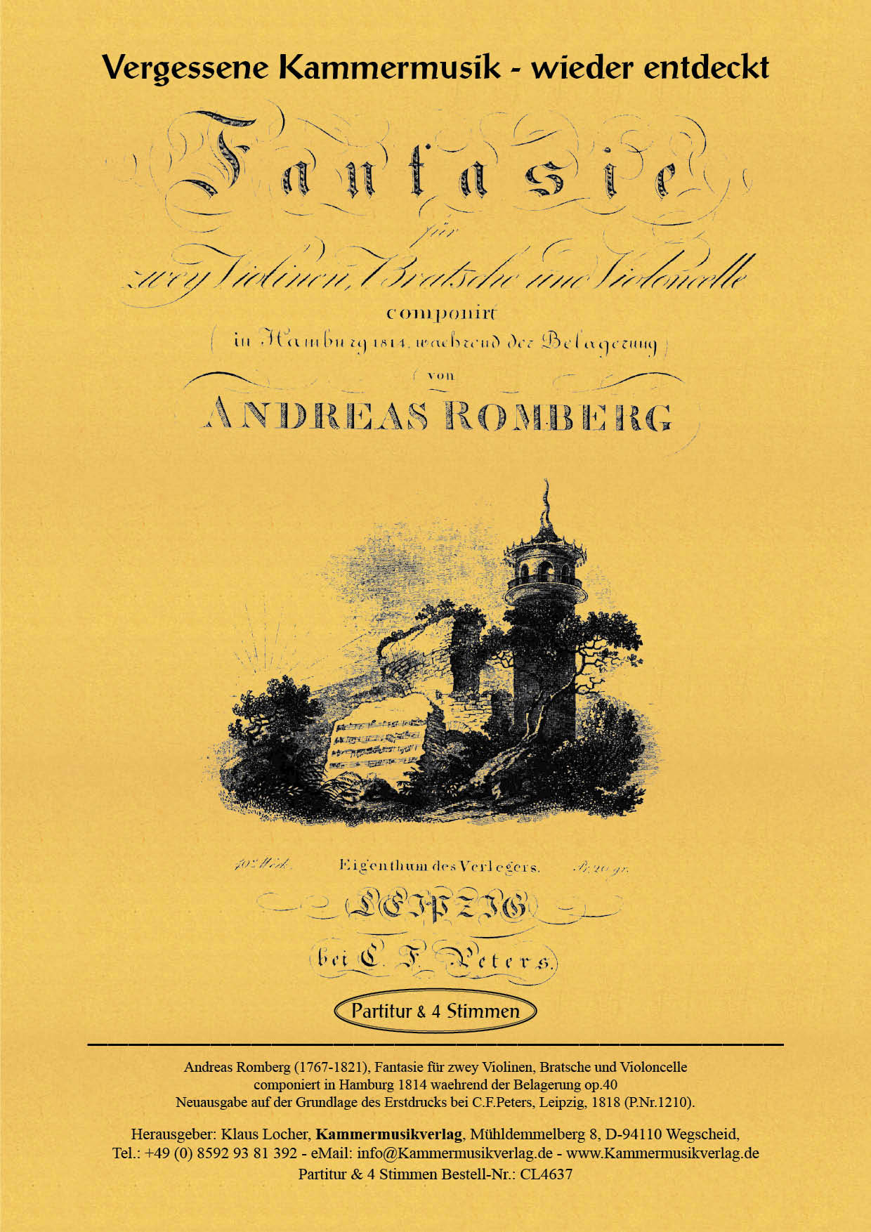 CL4637-Romberg_A_op_40__Titelgrafik Romberg, Andreas - String Quartet No. 19, C minor, op.40