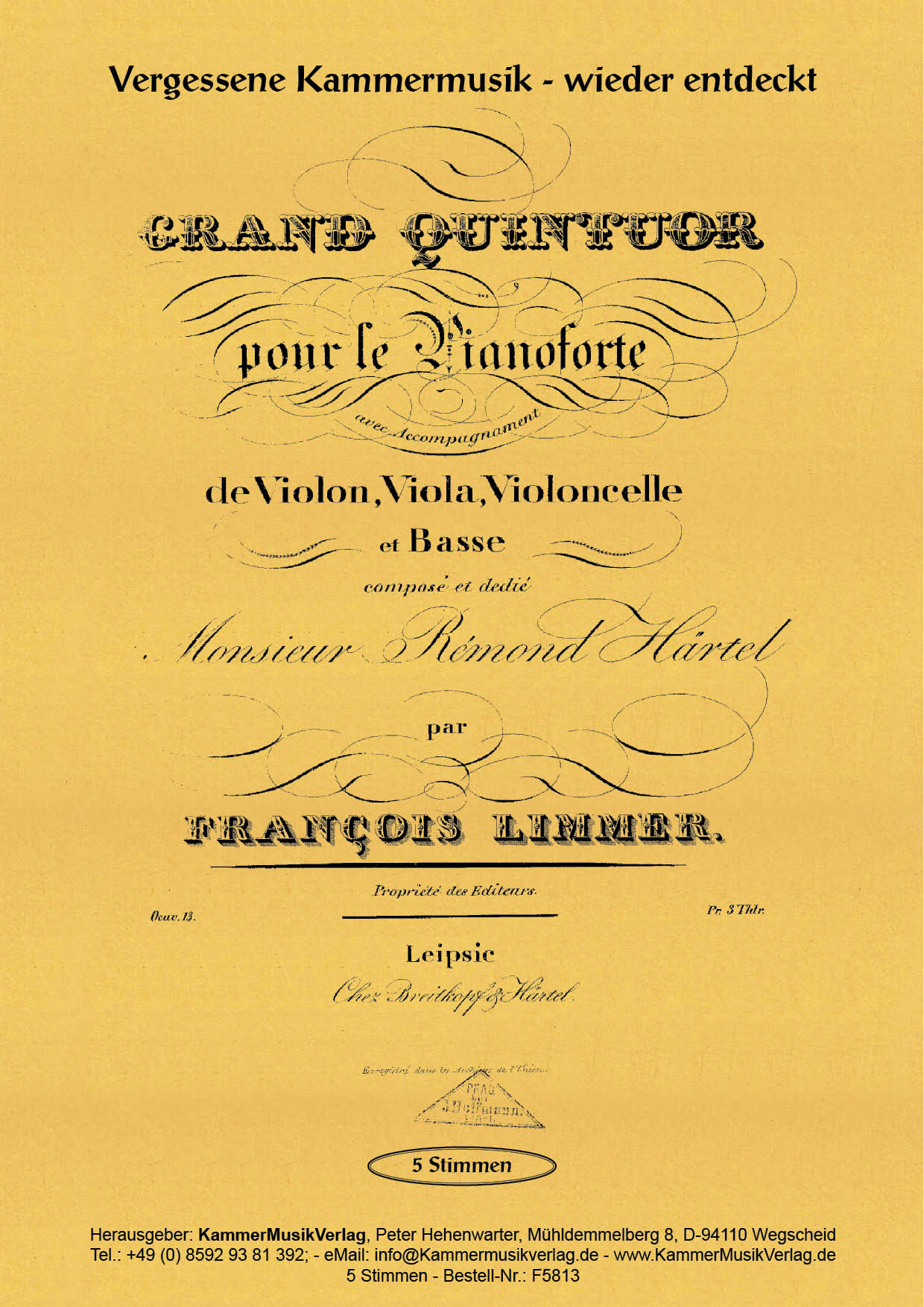 F5813-Limmer_Titelgrafik Limmer, Franz – Klavierquintett, d-Moll, op. 13