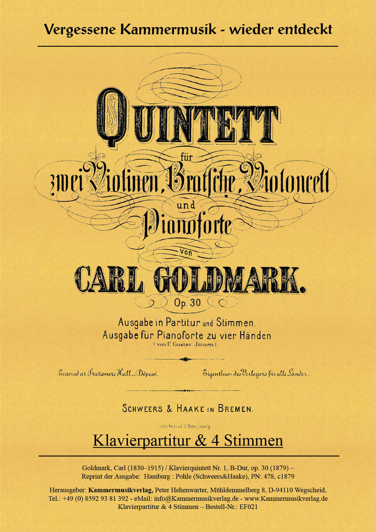 EF021-Golmark_op_30_Titelgrafik Goldmark, Carl – Klavierquintett Nr. 1, B-Dur, op. 30