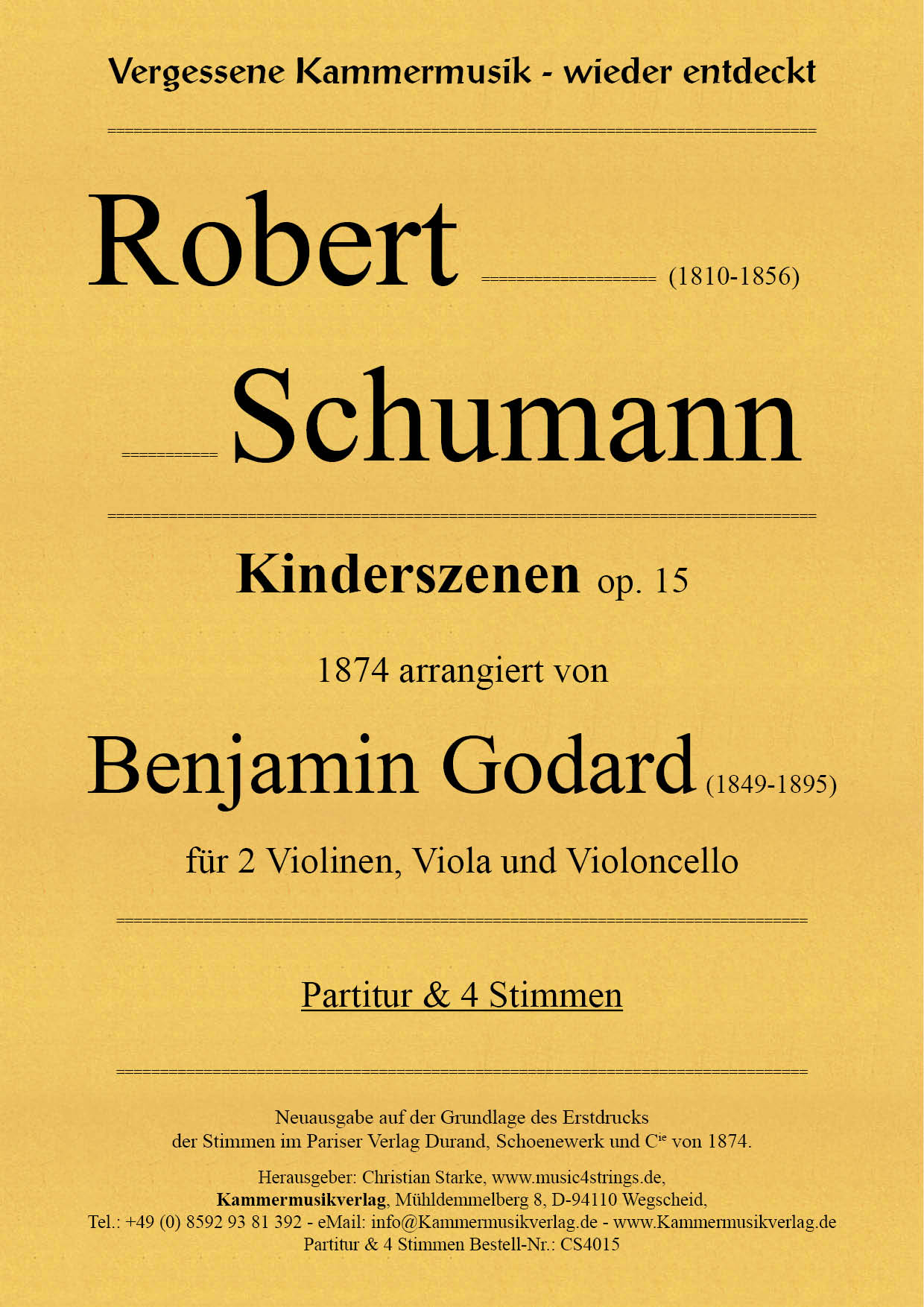 CS4015-Schumann_op_15__Titelgrafik Robert Schumann - Children's Scenes for String Quartet, op.15