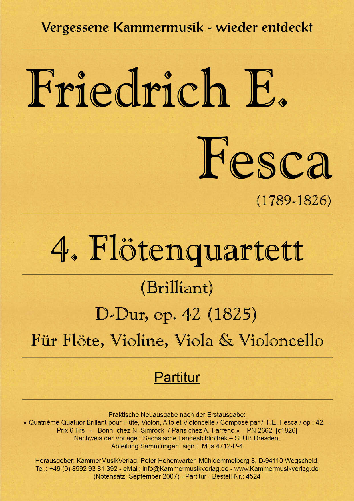 4524_Fesca_op_42_Titelgrafik5yC7C8ubJNZgG Fesca, Friedrich Ernst - Flute Quartet Nr. 4, D major, op. 42