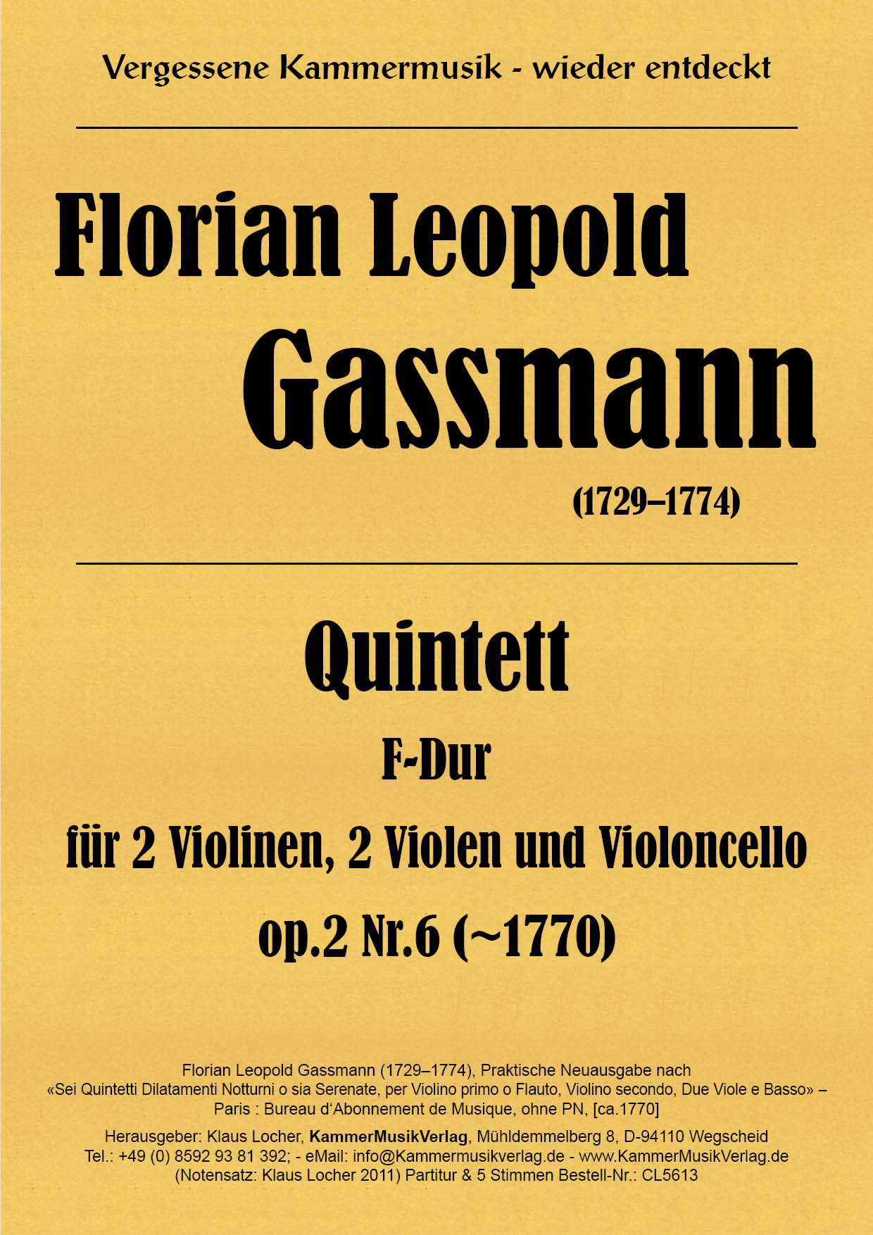 CL5613-Gassmann_Partitur_Titelgrafik5968fbab51369 Gassmann, Florian Leopold – Streichquintett, F-Dur, op. 2 Nr. 6