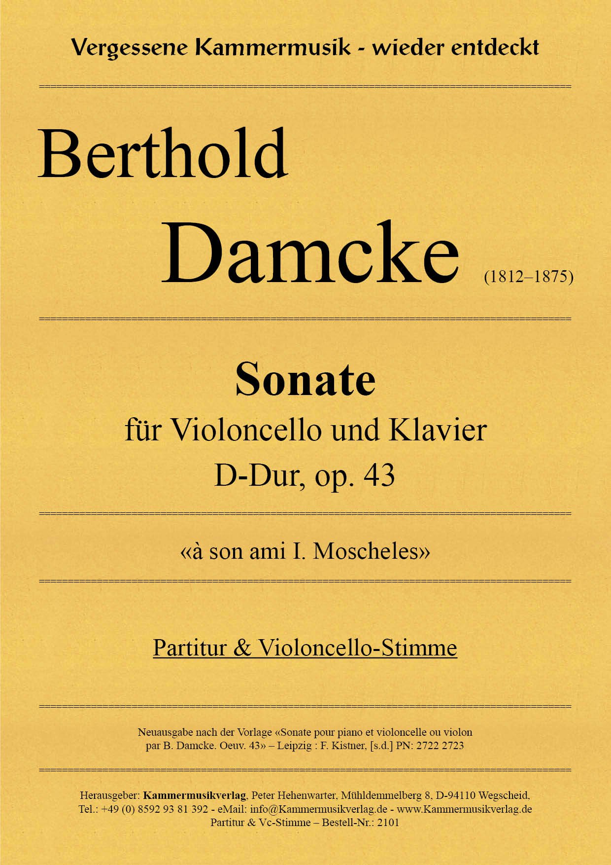 2101-Damke_Cellosonate-__Titelgrafik Damcke, Berthold – Sonate für Violoncello und Klavier, D-Dur, op. 43