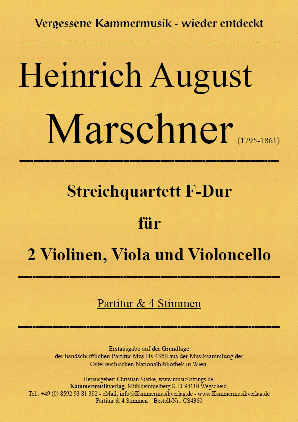 Marschner, Heinrich August - String Quartet in F major