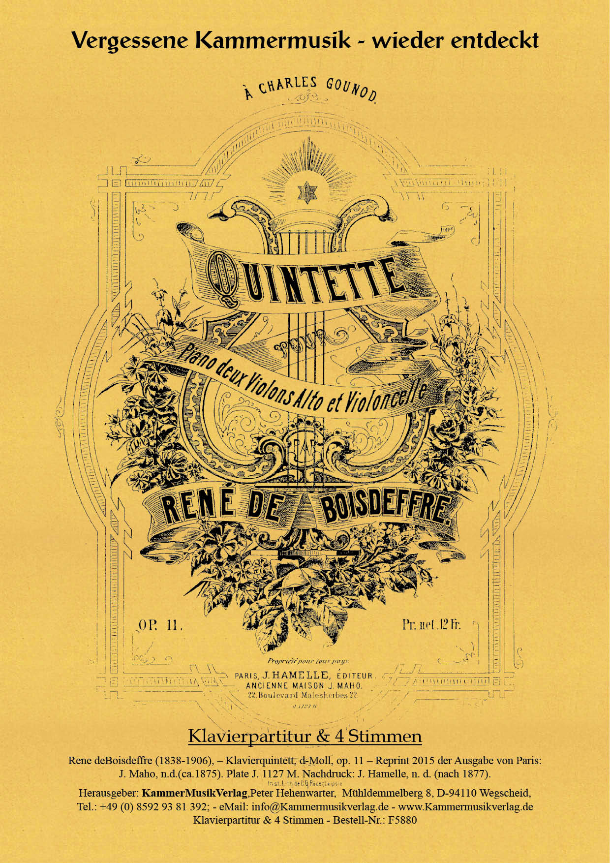 F5880-Boisdeffre_op_11_Titelgrafik Boisdeffre, René de – Klavierquintett, d-Moll, op. 11