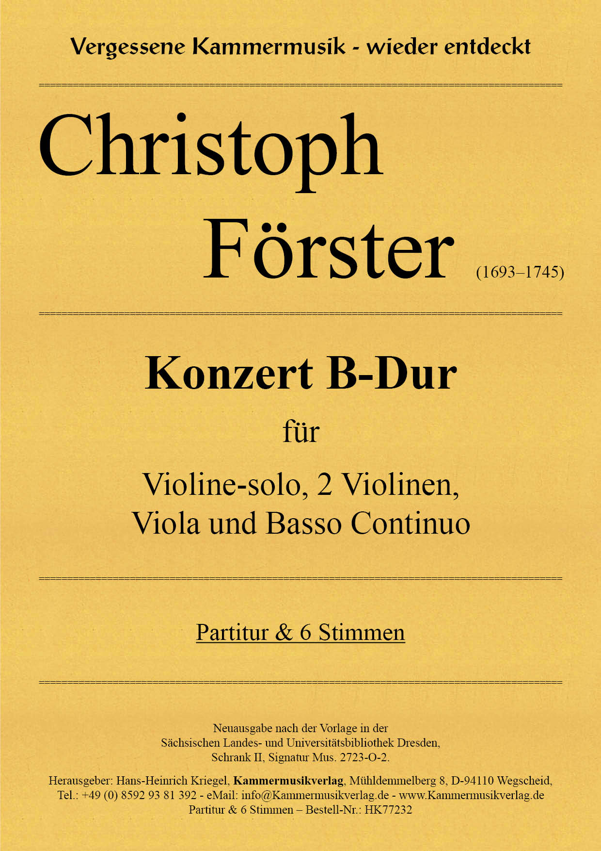 HK77232-Forster-Konz-B-Dur__Titelgrafik Förster, Christoph - Concerto B flat major