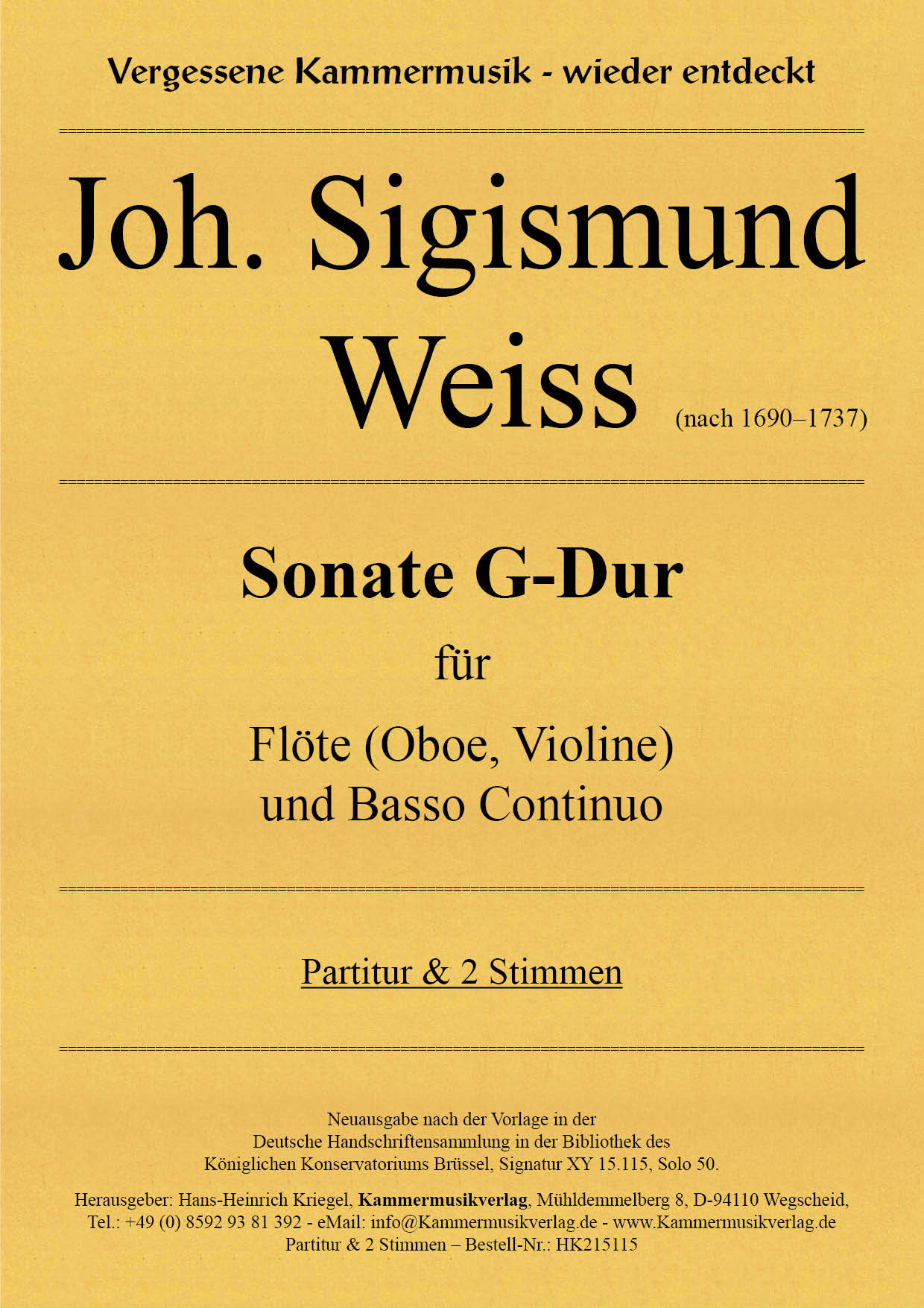 HK215115-S_Weiss_Son_G_Dur__Titelgrafik Weiss, Joh. Sigismund – Sonate G-Dur