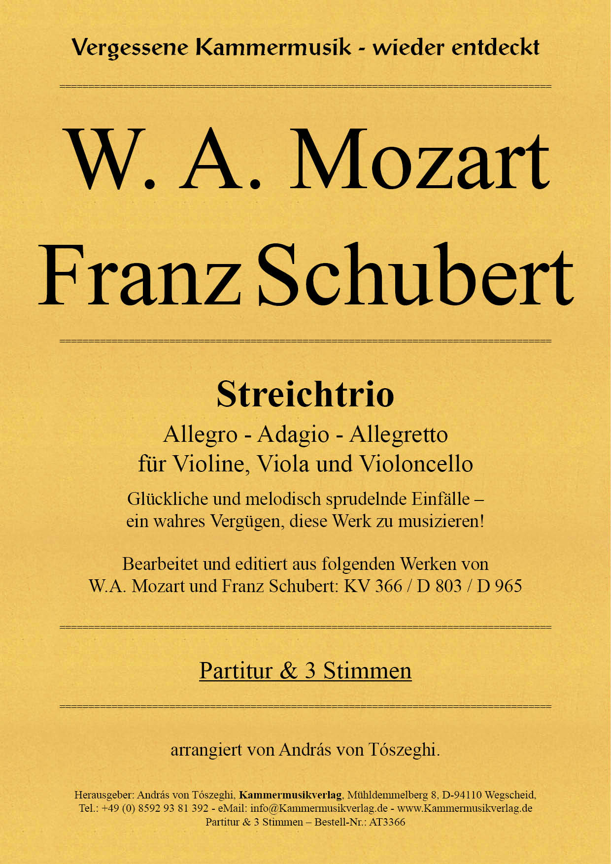 AT3366-Mozart_Schubert__Titelgrafik W. A. Mozart - Franz Schubert –  Streichtrio