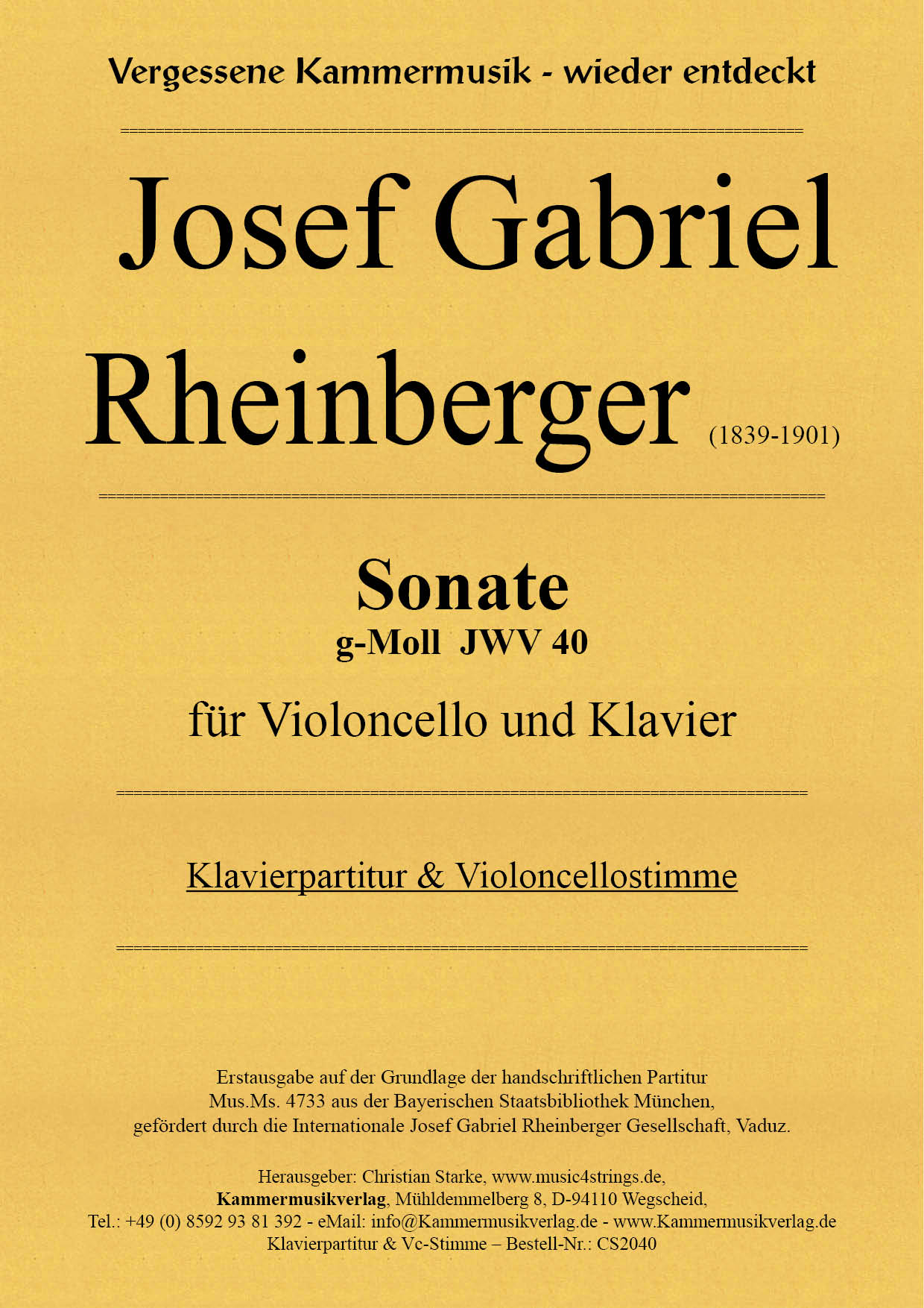 CS2040-Rheinberger_Sonate__Titelgrafik Rheinberger, Josef Gabriel - Sonata in G minor (JWV 40)