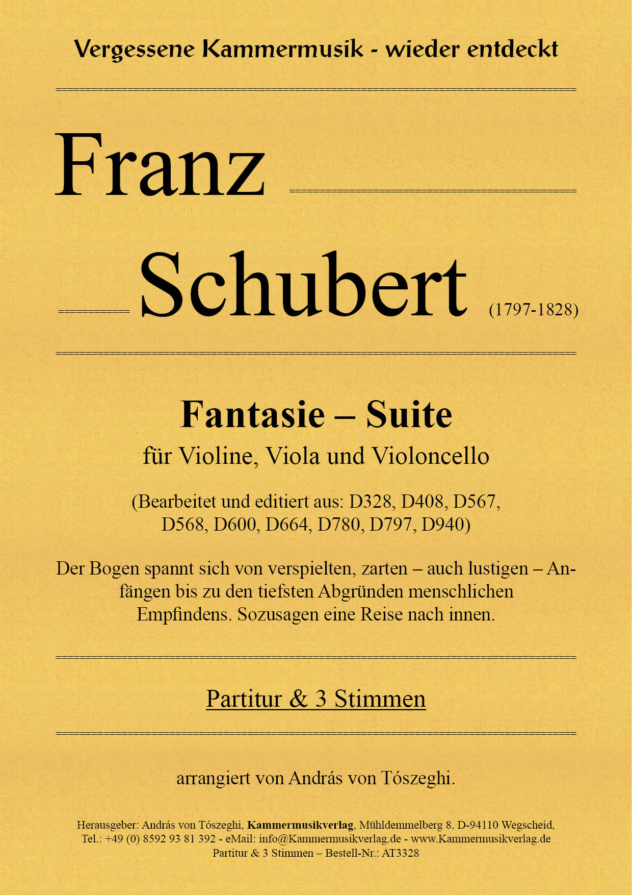 AT3328-Schubert_D328__Titelgrafik Schubert, Franz – Fantasie - Suite für Violine, Viola und Violoncello