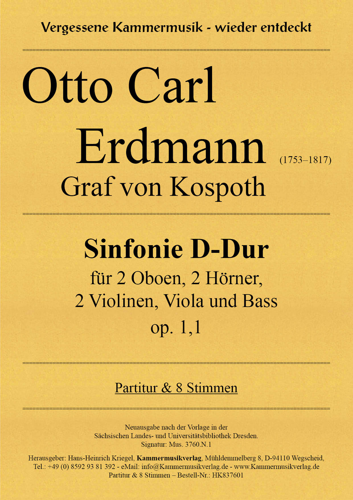 HK837601-Kospoth-Sinf-1_Titelgrafik Otto Carl Erdmann – Sinfonie D-Dur