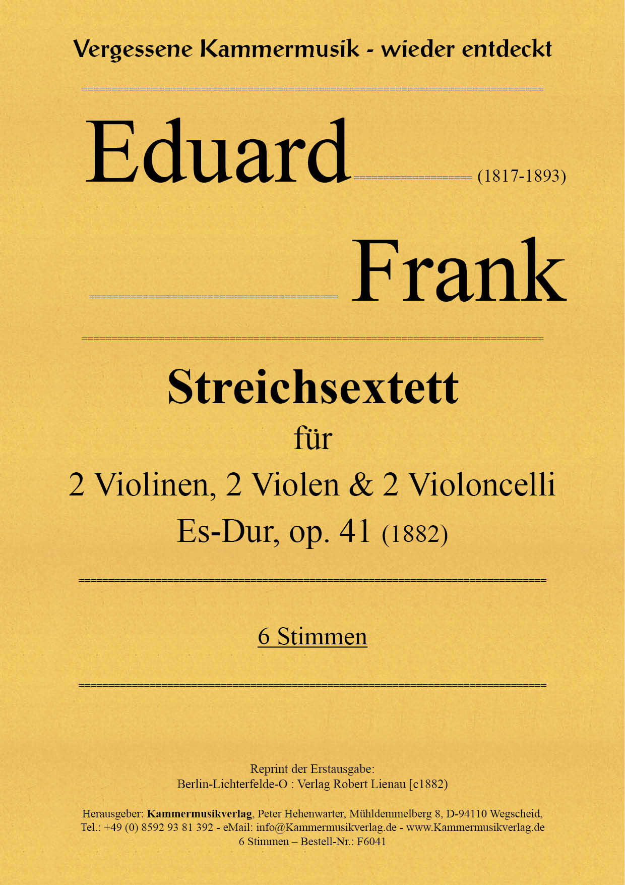 F6041-Frank_op_41__Titelgrafik Franck, Eduard – Streichsextett, Es-Dur, op. 41