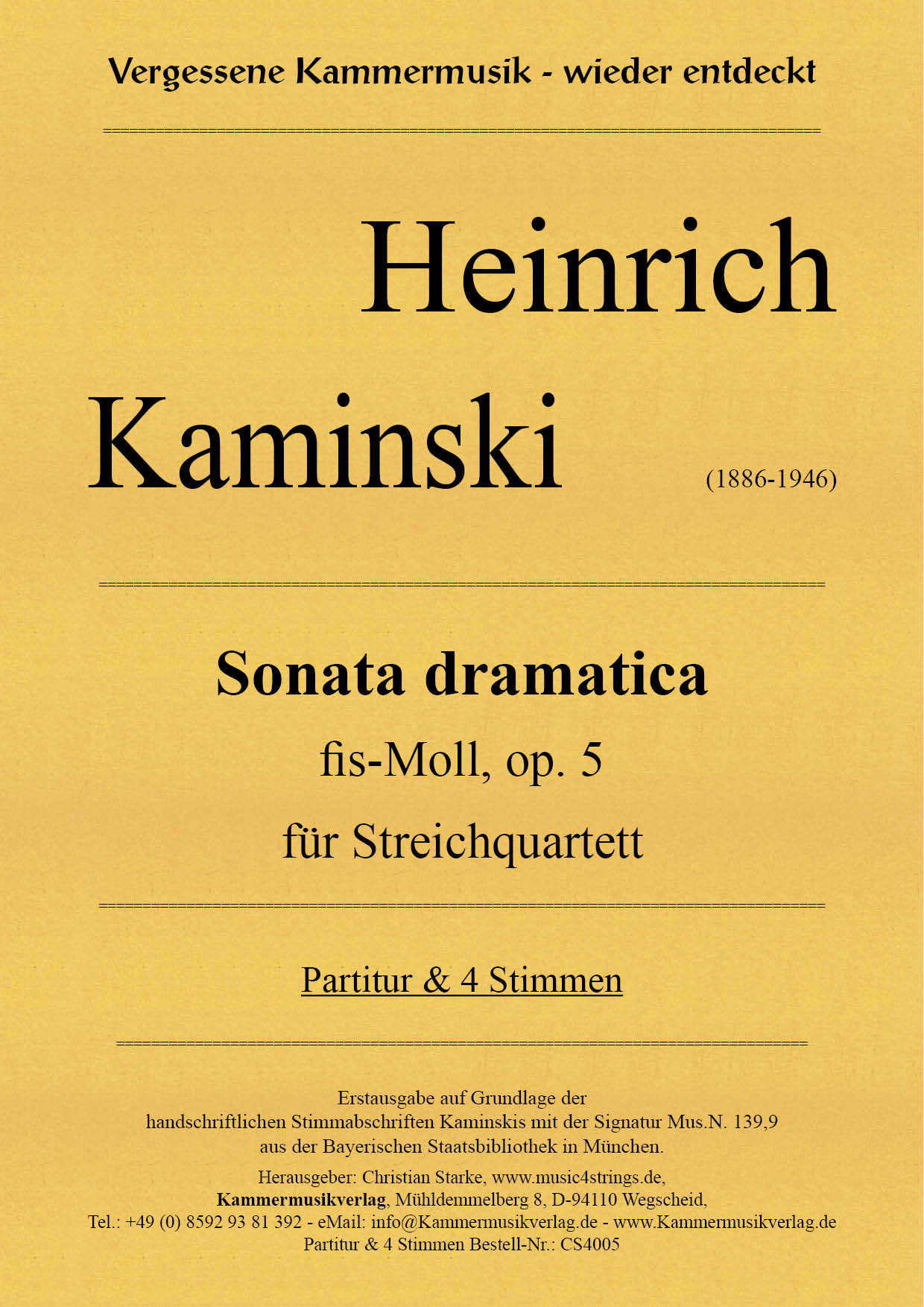 CS4005-Kaminski_op_5__Titelgrafik Kaminski, Heinrich – Sonata dramatica fis-Moll, op. 5