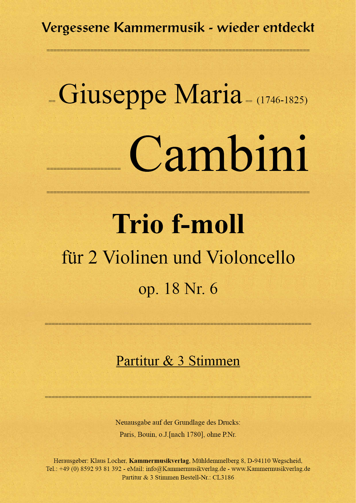Cambini, Giuseppe Maria – Trio f-moll op. 18 Nr. 6 Cambini, Giuseppe Maria – Trio f-moll op. 18 Nr. 6