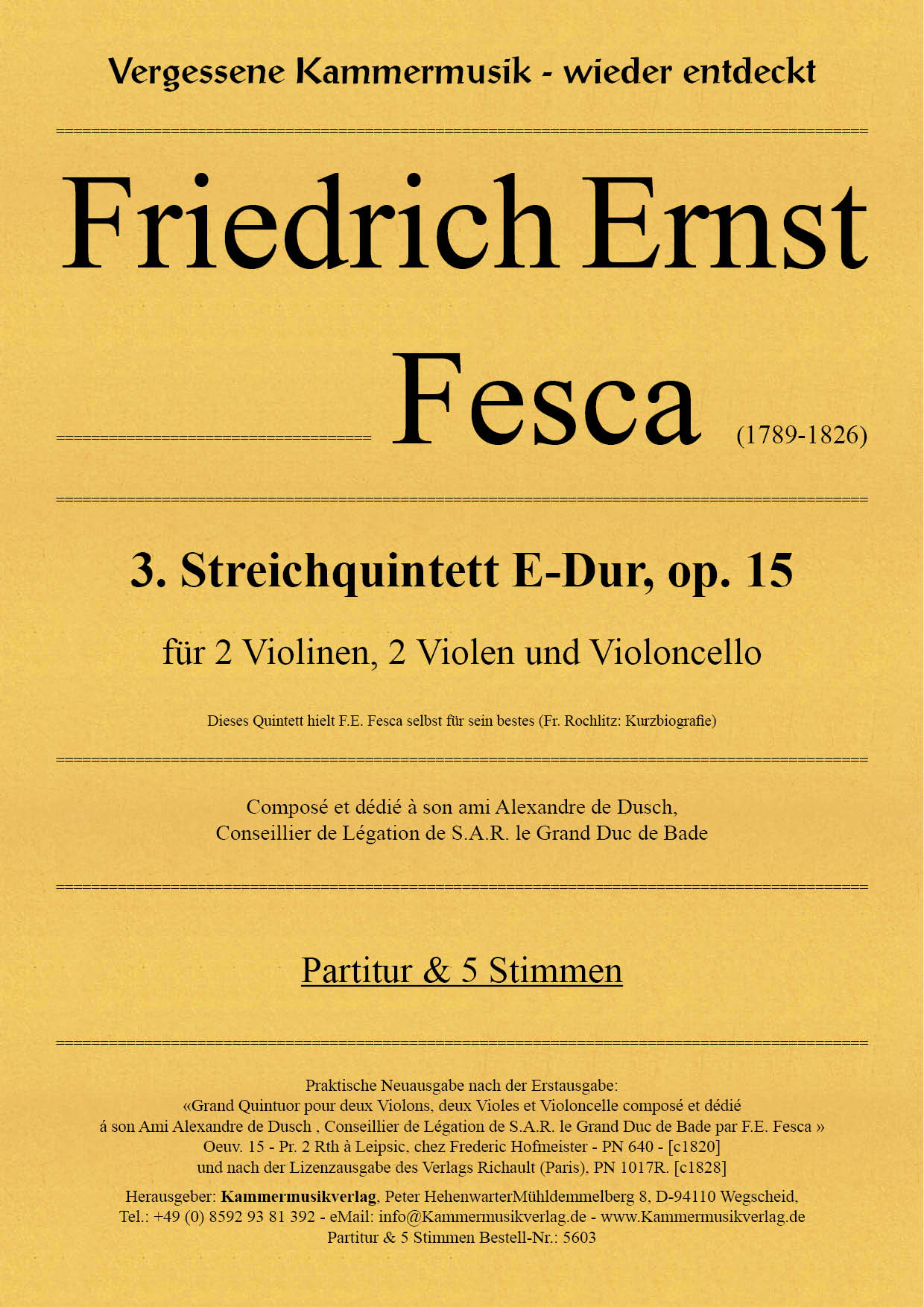 5603-Fesca_op_15_TitelgrafikZfzzEd34FQq3v Fesca, Friedrich Ernst – Streichquintett Nr. 3, E-Dur, op. 15