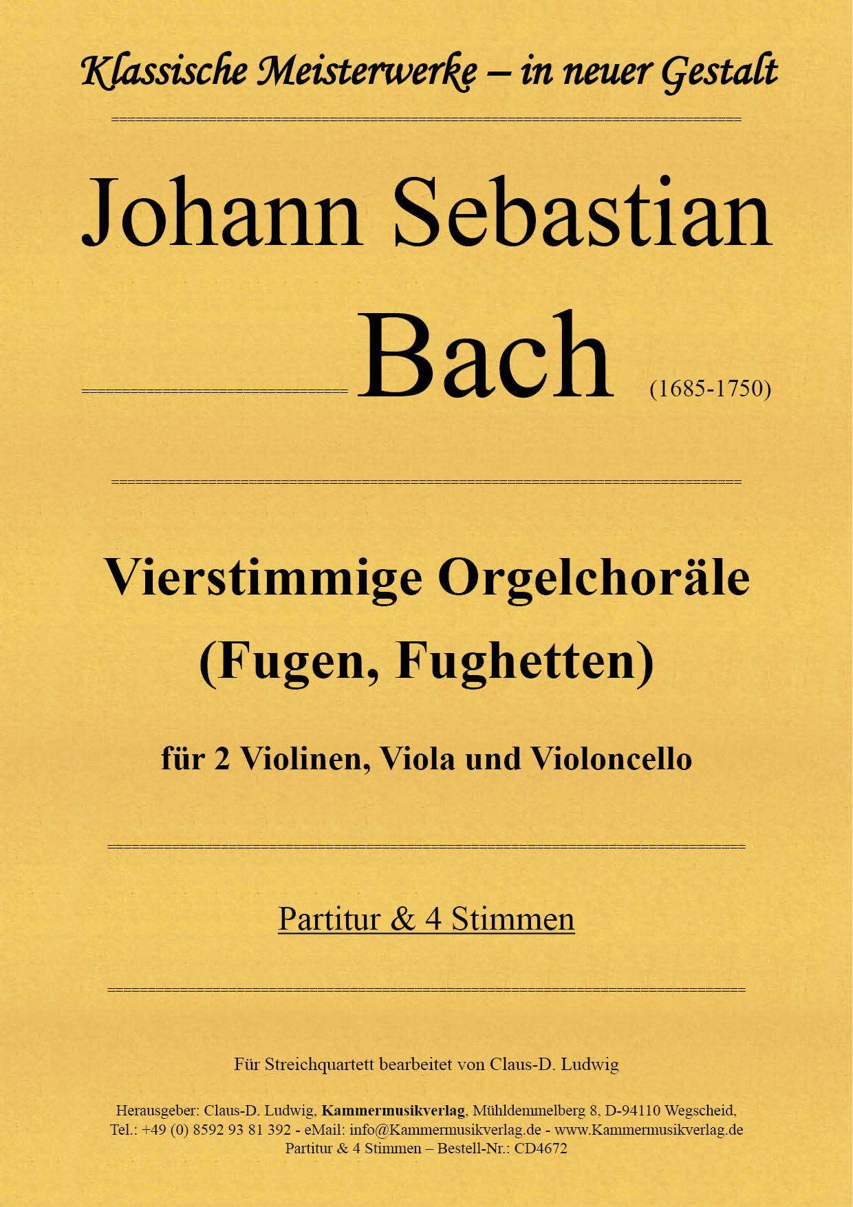 CD4672-Bach-Choraele__Titelgrafik Bach, Johann Sebastian –  Vierstimmige Orgelchoräle