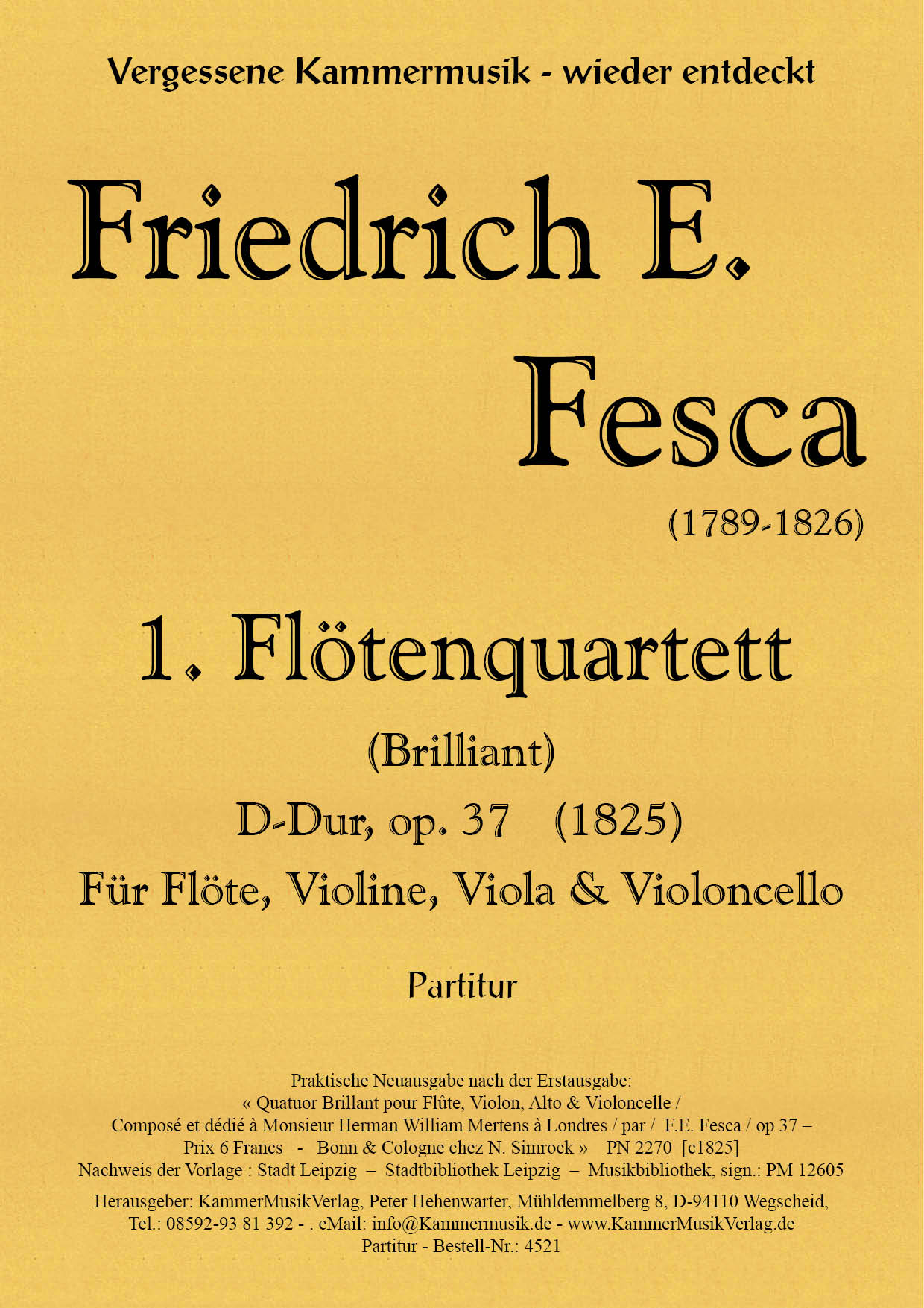 4521_Fesca_op_37__Titelgrafik Fesca, Friedrich Ernst - Flute Quartet No. 1, D major, op.37