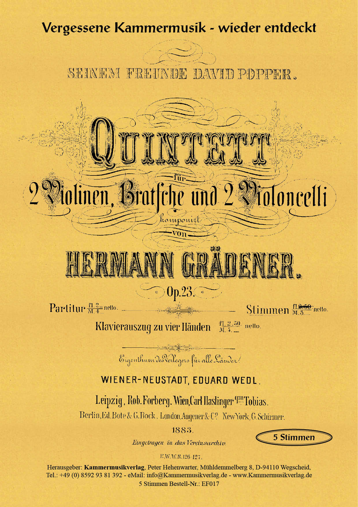 EF017-Gr-adener_op_23__Titelgraphik Gradener, Hermann - String Quintet No. 2, C major, op.23