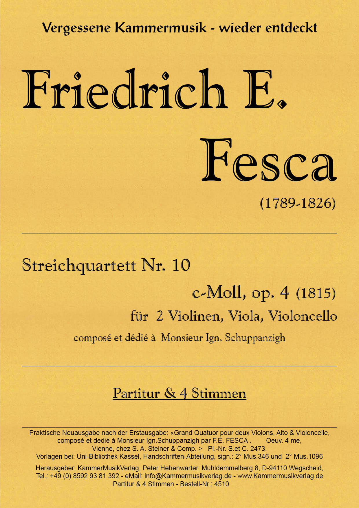 4510_Fesca_op_4_TitelgrafikeYJlDGpvxlDkL Fesca, Friedrich Ernst - String Quartet No. 10, C minor, op.4