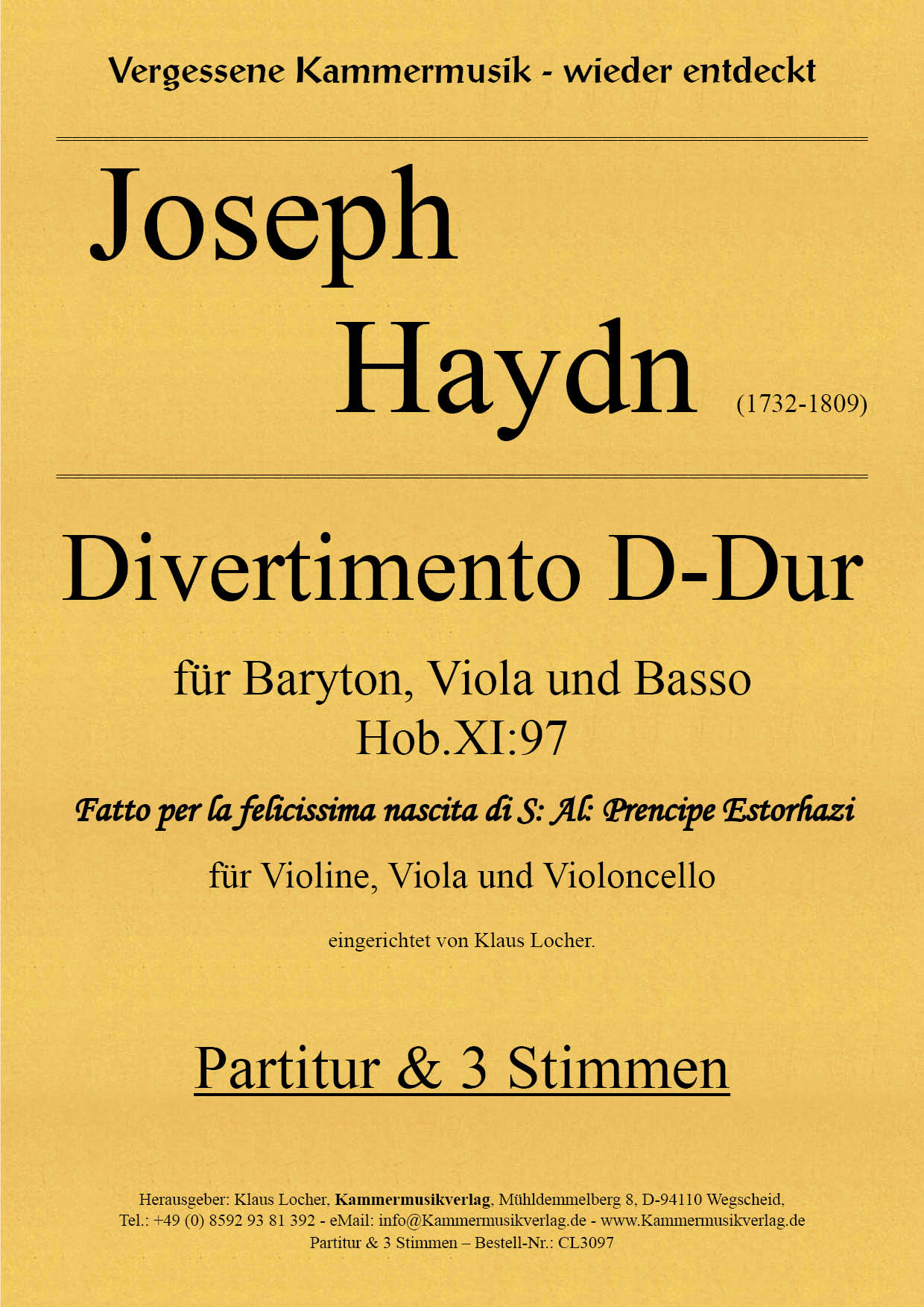 CL3097-Haydn-J__Titelgrafik Haydn, Joseph – Divertimento D-Dur für Streichtrio