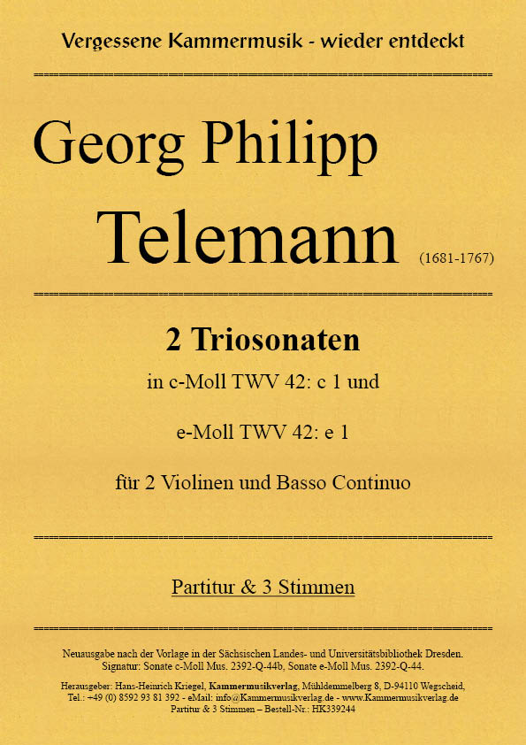 HK339244-Telemann-2-Trioson__Titelgrafik Telemann, Georg Philipp – 2 Triosonaten